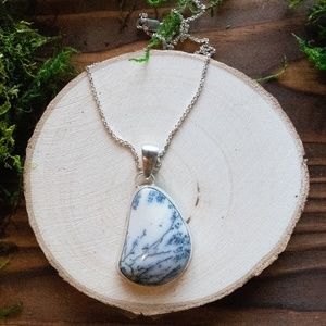 Dendritic Opal and Silver Pendant